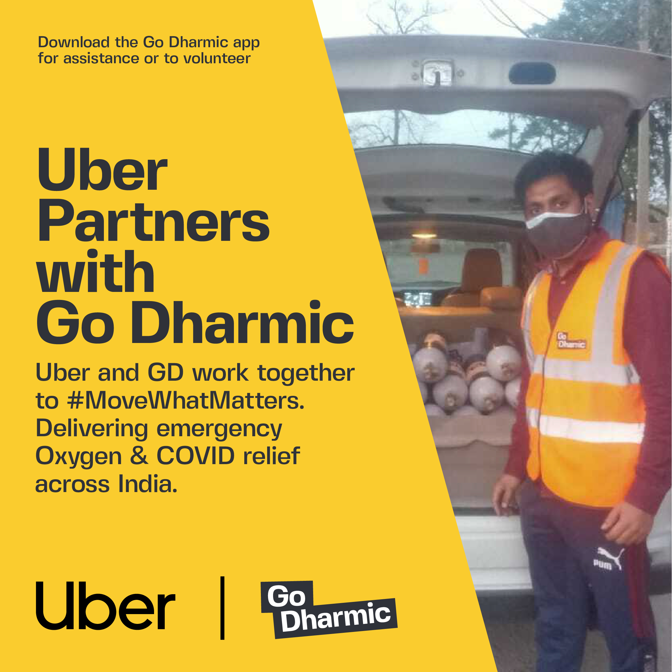 Uber Partners With Go Dharmic to #Movewhatmatters Providing Oxygen Relief Across India in Covid Crisis